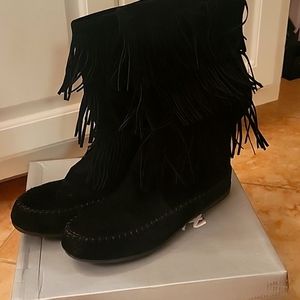 Size 11, black Moccasin boots